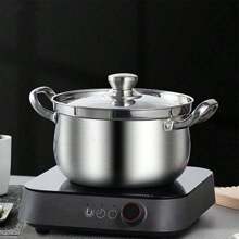 Nouvelle casserole à soupe en acier inoxydable, marmite de type tambour à grande capacité et épaissie, marmite à congee domestique, casserole pour cuisinière à induction et à gaz