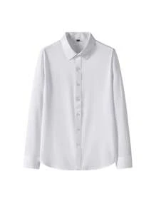 1pc Men's Solid Color Casual Business Shirt - As A Gift
