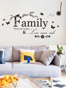 Sticker mural avec slogan et impression de fleur, sticker mural adhésif noir amovible pour la décoration de la maison, stickers, décalcomanie murale, décalcomanie vinyle pour la décoration de la maison, articles de décoration de printemps pour rafraîchir votre maison, autocollants de décoration de fête, cadeaux de décoration d'anniversaire et de remise des diplômes