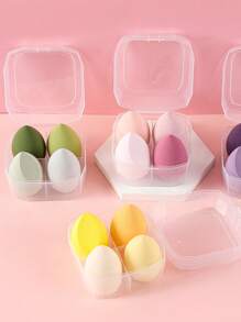 Set di 4 pezzi di spugne per trucco personalizzate, include spugna per trucco, cuscinetto ad aria, cuscinetto per cipria, miscelatore per trucco, spugnetta per trucco a forma di zucca con angolature e con scatola di conservazione
