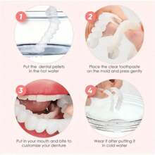 4Pcs Comfort-Flex White Cosmetic Teeth Cover, Perfect Smile Enhancing Veneers Upper & Lower Teeth For Daily Wear