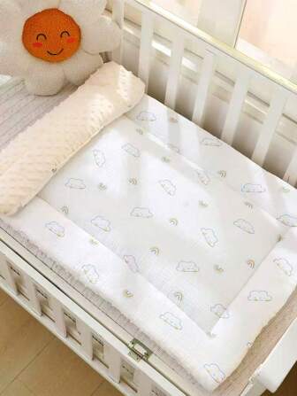 1pc Baby Thicken Mattress Pad, Soft Plush Fabric Warm Mattress Topper, Daycare Bed Pad, Children Bedding, Reversible & Washable