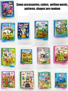 1set Magical Watercolor Painting, Multi Theme, Colorful, Repeatable Coloring Magical Watercolor Painting, Party Gift, Birthday Gift/Some Accessories, Colors, Text, Patterns, Shapes Are All Random - Multicolor - View 9