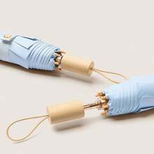 1把8根伞骨彩色涂层折叠伞，带木柄，优雅晴雨两用女士阳伞，春夏之选，伴娘礼物，房间、卧室装饰，海滩、旅行，男女皆宜，度假必备 - 彩色 - 查看 3