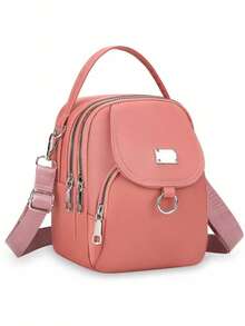 Túi đeo chéo thời trang nữ bằng vải Oxford, màu trơn, kiểu dáng thường ngày, khóa kéo, lớp lót polyester, phụ kiện đa năng hàng ngày, túi xách tay hoàn hảo, ba lô, dung tích lớn, thích hợp đi biển. - Nhiều màu - Xem 16