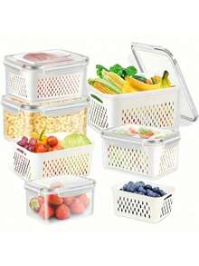 6pcs Transparent Plastic Food Storage Containers With Lids - Reusable, Multipurpose Airtight Containers, Ideal For Refrigerator Organization To Store Fruits, Vegetables And Dry Goods, Good Preservation Effect, Ventilation Design, Easy To View - Multicolor - View 5