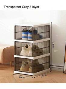 1pc PP Shoe Storage Box, Modernist Foldable Shoe Box For Home