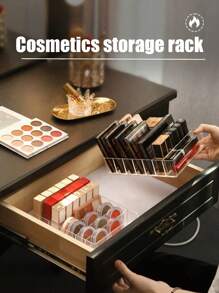 1pc Transparent Plastic Cosmetic Storage Box, 7 Compartments, Lipstick, Eye Shadow, Brush Storage Box, Light And Durable, Suitable For Bathroom Dresser, Drawer Storage, Skin Care Products Organizer