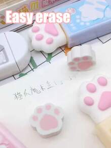 Borrador de lápiz en forma de caja mágica con diseño de pata de gato, borrador de goma de dibujos animados para estudiantes, útiles escolares, premios, oficina, vuelta al cole