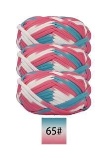 3 pièces Ruban de satin en polyester, environ 300g, mélange multicolore de fil doux en tissu - pour pantoufles au crochet DIY, sacs, panier de rangement (design d'emballage assorti)