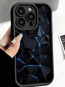 1 Stück modische, personalisierte, technologisches Muster grafisches Design, schwarze, perforierte, stoßfeste, abriebfeste, antifinger-abdruckfeste Vollschutz-Handyhülle kompatibel mit iPhone 16promax/16/16pro/16plus/15/15promax/15pro/11/12/13/14promax/11pro/11promax/12pro/12promax/13pro/13promax/14pro/14promax, hochwertiges kreatives Design