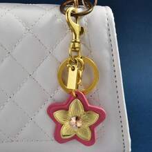 1 buc breloc retro din piele cu floare de camelia, breloc cu floare cu stras de cristal, pandantiv pentru geantă de mână pentru femei, cadou pentru petrecere de ziua de naștere, accesorii auto, breloc pentru geantă, drăguț gotic Y2k