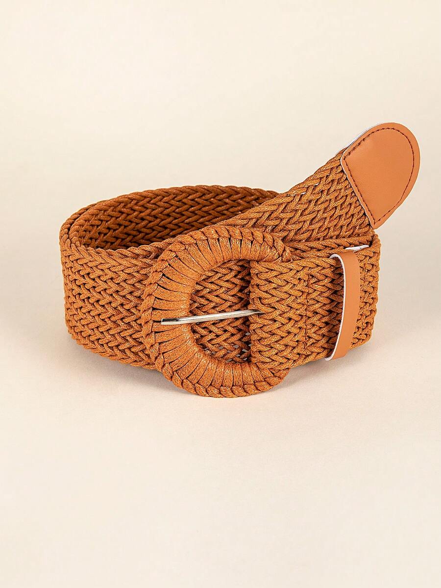 1 件女士波西米亚风格手工编织 D 型扣蜡绳腰带，适合夏季连衣裙和开衫、秋季学校、秋季、万圣节 - 棕色 - 查看 1