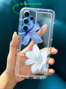 Flower Summer Blue Lily Clear Case Compatible With IPhone 16/11/12/13/14/15/15pro/15 Plus/15 Promax/7plus/8plus/X/Xs Max/Xr/11pro/12pro/13pro/14pro/12mini/13mini/11promax/12promax/13promax/14promax/14plus/6/6s/6plus/7/8/16Pro/16plus/16promax/Se&Compatible With Samsung Galaxy/A54/A14/A12/A13/A15/A32/A33/A24/A52S/S20/S21/S22/S23/S24/S23Plus/S24ultra/S25/A15/A33/A23
