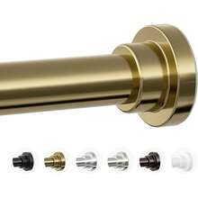 New Shower Curtain Rod, 1" Diameter Heavy Duty Tension Shower Rod, Non Slip Adjustable 28-74 Inch No Drilling Shower Curtain Rods Spring Tension For Bathroom, Shower Stall, No Rust, Chrome Gold - 金色28-74英寸 - 查看 1