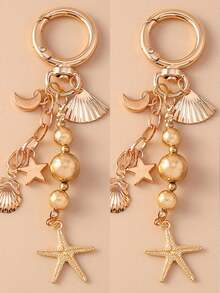 1 件全新创意海星钥匙扣时尚串珠和心形钥匙圈背包饰品情人节 - 彩色 - 查看 12