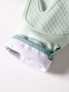 1件装家用防烫隔热手套厨房耐高温加厚硅胶微波炉棉防滑烘焙烤箱手套 - 彩色 - 查看 3