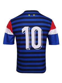 SURUIDA France World Cup Soccer Jersey For Teen Boys & Men, Round Neck Comfortable Sports Top, #10 Star Player Fall - Blue - View 2