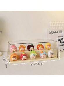 1pc Cute Bead Display Box, Mini Figurine Display Cabinet, Blind Box Display Stand, Acrylic Transparent Dust-Proof Storage Box - Yellow - View 7