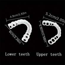 4Pcs Comfort-Flex White Cosmetic Teeth Cover, Perfect Smile Enhancing Veneers Upper & Lower Teeth For Daily Wear