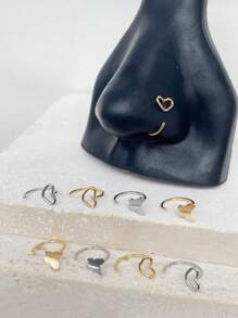 2 Stücke Edelstahl Nasenringe/Lippen-Ringe mit Herzform und Schmetterling, goldener Schmuck für Damen, Sommer Schmuck