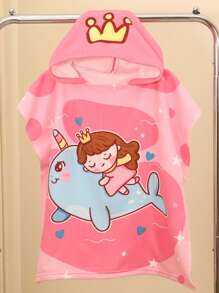 1PC Kids Beach Towel For Boys Girls, Mermaid Hooded Bath Towel Wrap, Toddler Pool Towel With Hood For 3-6 Years Old