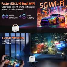 Proiector Home Theater Smart Super HD 5G nou 2025, proiecție de perete de înaltă definiție pentru dormitor, home cinema, computer, oglindire telefon, fitness, birou, camping în aer liber, cămin studențesc, mini proiector 4K