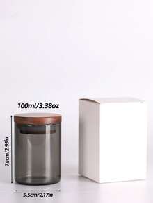1pc Retro 2oz/4oz Wooden Lid Storage Glass Jar, Black Cap Bottle, Heatproof Glass Container, Black Plastic Lid Small Glass Bottle, Transparent Storage Glass Jar - Clear - View 7