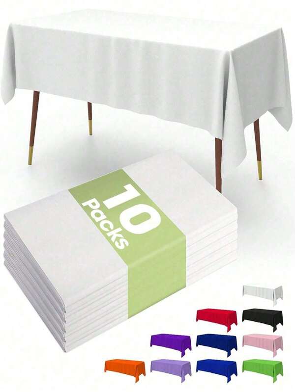 1/3/10pcs Premium Plastic Tablecloth, Decorative Rectangle Disposable Table Cover, Plastic White Table Cloths For Parties, Events & Weddings, Indoors Outdoors, Party Decor