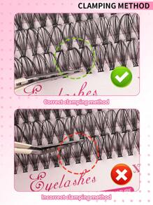 640 DIY D-Curler Eyelash Book, Super Curler Eyelash Extension Set, Multi-Style Eye Makeup Suitable For Beginners, 10-16mm Mixed Length, Natural, Cluster, Fluffy, Dense, Mixed Style, Self-Adhesive, Reusable