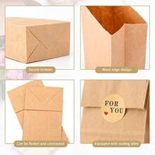 24pcs/50pcs Brown Paper Bags Small-Kraft Candy Paper Bags - Paper Candy Favor Bags With Stickers For Snack, Birthday, Wedding And Halloween Xmas Party Supplier Summer Gifts Beach Back To School School Supplies Room Decor - Multicolor - View 4