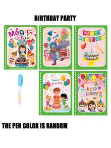 1set Magical Watercolor Painting, Multi Theme, Colorful, Repeatable Coloring Magical Watercolor Painting, Party Gift, Birthday Gift/Some Accessories, Colors, Text, Patterns, Shapes Are All Random - Multicolor - View 13