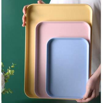 1 Pc Rectangular Tray, Plastic, Small/Medium/Large, Suitable For Restaurants, Cafeterias, Kindergartens, Homes, Cup/Tea Trays, Catering, Barbecue, Kitchen, Cafeteria, Hotel, Bar, Supermarket, Convenience Store, Warehousing, Logistics, Food Service, Storage, Kitchen, Hotel, Medical Tray