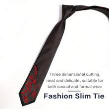 MANOBLE 2.36 英寸修身领带，时尚商务休闲正式婚礼派对领带，带图案，带礼盒