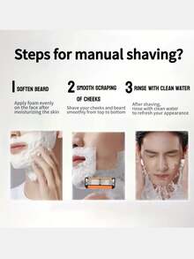 男士手动剃须刀套装，1 个手柄 + 32 个剃须刀片替换装，6 层剃须刀片，兼容 FUSION，可清洗和可重复使用的手动剃须刀工具