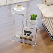 1pc Transparent Acrylic Side Table, Modern Design, Easy Assembly, Space Saving, Multifunctional Nightstand Suitable For Living Room, Bedroom, Hallway, Bathroom
