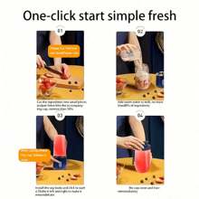Licuadora portátil recargable de 400ml,  de alta capacidad con seis cuchillas para triturar hielo rápidamente, perfecta para batidos, jugos de verduras y frutas, ideal para la cocina y los viajes