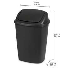 7.5 Gallon SwingTop Trash Can, Plastic, Kitchen, Black Trash Can