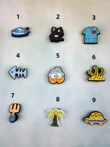 1 Set Of 15pcs Turtle & Coconut Tree Cartoon Print Sandal Charms And Bracelet DIY Accessories, Customizable Slippers And Phone Decoration, Suitable For Beach Holiday, Birthday, Festival Gifts