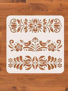 可重复使用的塑料民间装饰绘画模板 - 用于绘画花朵的角模板 12x12 英寸花卉图案斯堪的纳维亚风格 - 适用于 DIY 艺术工艺墙面帆布家具 - 送给艺术家和手工艺人、返校、学校用品的完美礼物