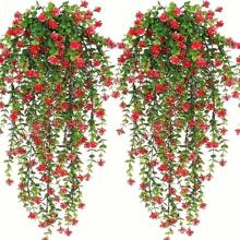 3pcs, Artificial Hanging Plants Fake Hanging Plant Faux Eucalyptus Leaf Greenery Vine Outdoor UV Resistant Plastic Plants