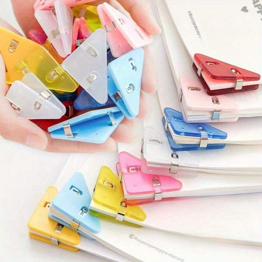 Hand Account Triangle Clip, Stationery Test Book Clip, Office Long Tail Clip, Transparent Plastic File Ticket Clip, Sealed Corner Clip,Back To School,School Supplies