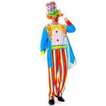 Man's Fancy Dress Up,Adult Costume Of Joker/Clown,Just Hat And Clothes, No Props Wig/Red Nose/Gloves/Glasses/Shoes,Suitable For Stage Performances/Road Shows