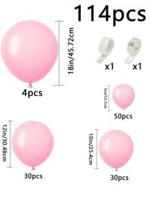 114pcs Pink Balloons Of Different Sizes 5/10/12 Inch Wreath Arched Birthday Party Wedding Anniversary Easter Decoration