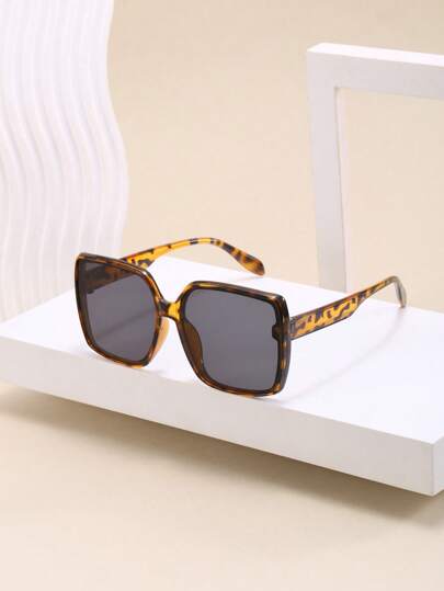 1 pieza Gafas cuadradas clásicas de moda para hombre, adecuadas para rostros talla grande grandes, para conducir, viajar, fotografía, estilo casual de alta gama