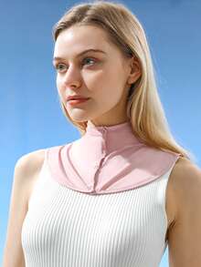 GOLOVEJOY 1 件女士冰丝纯色按扣颈部保护器，轻便透气防晒围巾，适合夏季户外驾驶健身房配件