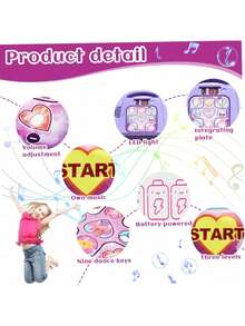 Girls' Princess Theme Dance Mat, 3-Layer Height, Clear Music, Adjustable Volume, 9-Key LED Indicator Lights, Sensitive & Waterproof, Durable, Exclusive Dance Toy For Girls - Pink - View 7