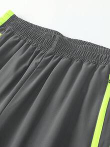 Men's Color-Blocked Zipper Sports Letter Print Sweatpants Set, Casual Fashion And Comfortable Sportswear For Everyday Wear, Suitable For Gym And Outdoor Activities Two-Piece Pack - 灰色 - 查看 7