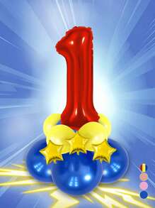 12 Stücke/Set rote große Zahlen 0-9 Ballons, Stern Ballons, Geburtstags Deko Ballons, blaues und gelbes Ballonset, geeignet für Geburtstag, Party Deko, Jahrestag, Abschluss, Vatertag Deko Geschenke