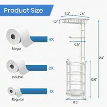 New [E] Toilet Paper Holder Stand Nautical Bathroom Tissue Holders  Standing  Top Shelf Storage Mega Rolls/Phone/Wipe-Ivory - C-象牙色 24 - 查看 7